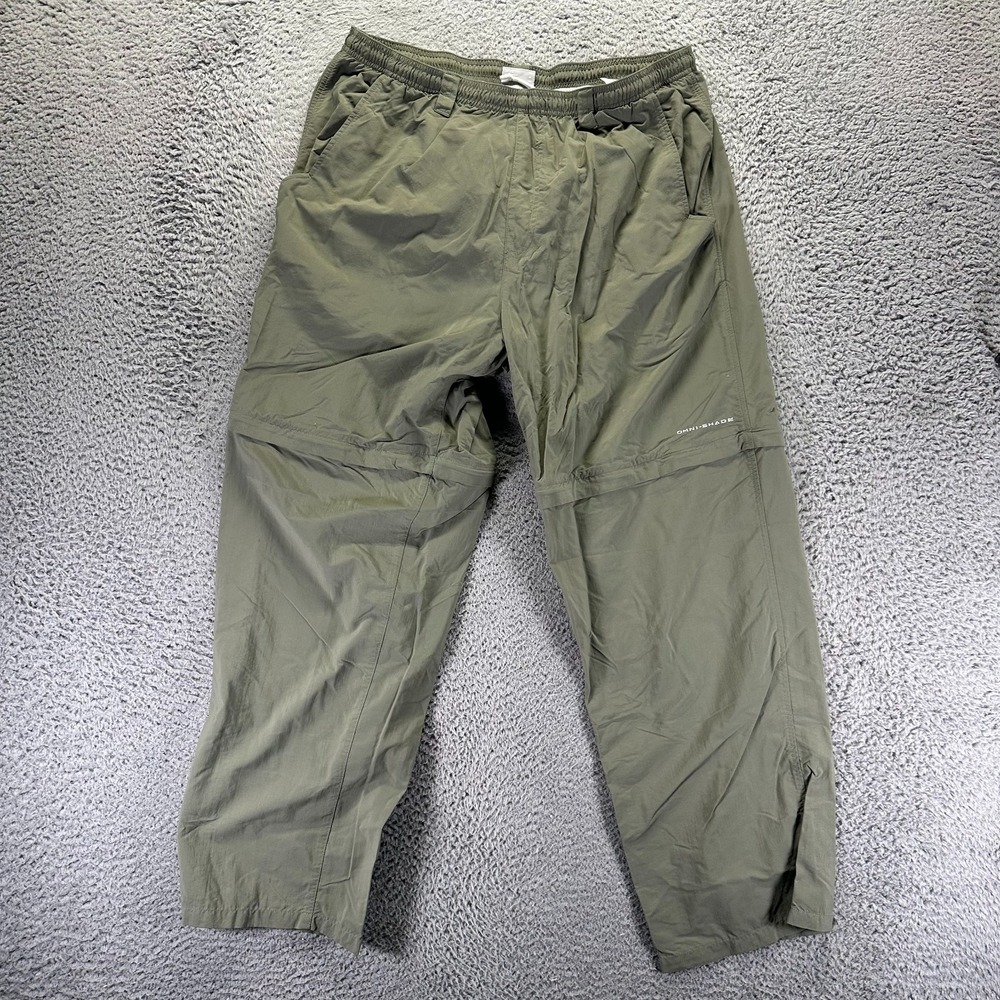 Columbia Omni-Shade Pant Men's XL Green Nylon Windbreaker Straight Leg Gorpcore